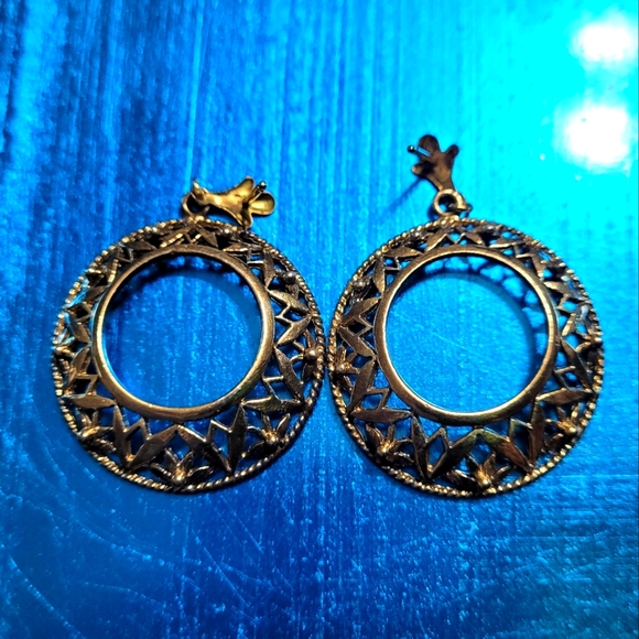 3/25 Vintage 70s Faux Silver Fashion Earrings - Picture 1 of 2